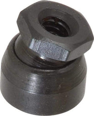 TE-CO - 1/4-20, 5/8" Pad Diam, Uncoated Bottom, Steel Toggle Pad - 13/32 Depth, 5/8" OAL, 1/2" Width Across Flats, Black Oxide Coated, Grade 12L14, 10° Swivel Angle - Apex Tool & Supply