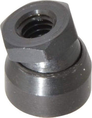 TE-CO - 5/16-18, 11/16" Pad Diam, Uncoated Bottom, Steel Toggle Pad - 7/16 Depth, 11/16" OAL, 9/16" Width Across Flats, Black Oxide Coated, Grade 12L14, 10° Swivel Angle - Apex Tool & Supply