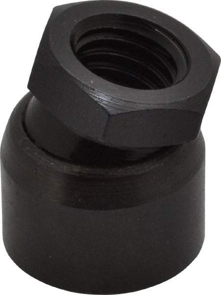 TE-CO - 1/2-13, 7/8" Pad Diam, Uncoated Bottom, Steel Toggle Pad - 17/32 Depth, 1" OAL, 3/4" Width Across Flats, Black Oxide Coated, Grade 12L14, 10° Swivel Angle - Apex Tool & Supply