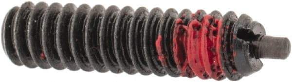 TE-CO - 6-32, 17/32" Thread Length, 1/16" Plunger Projection, Steel Threaded Spring Plunger - 0.046" Max Plunger Diam, 17/32" Plunger Length, 1.5 Lb Init End Force, 4.5 Lb Final End Force, 0.035" Hex - Apex Tool & Supply