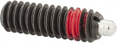 TE-CO - 1/4-20, 3/4" Thread Length, 1/8" Plunger Projection, Zinc Plated Steel Threaded Spring Plunger - Apex Tool & Supply