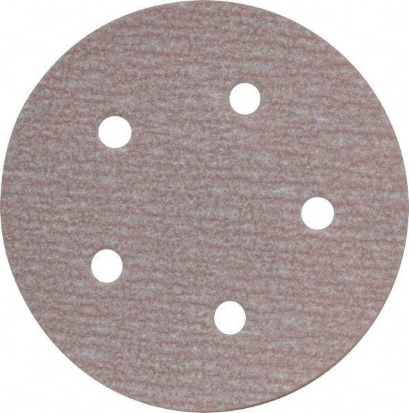 Norton - 5" Diam, 220 Grit, Aluminum Oxide Hook & Loop Disc - Very Fine Grade, Coated, B Weight Paper Backing, Series A275 - Apex Tool & Supply