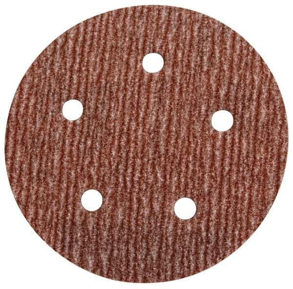 Norton - 5" Diam, 280 Grit, Aluminum Oxide Hook & Loop Disc - Extra Fine Grade, Coated, B Weight Paper Backing, Series A275 - Apex Tool & Supply