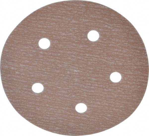 Norton - 5" Diam, 320 Grit, Aluminum Oxide Hook & Loop Disc - Extra Fine Grade, Coated, B Weight Paper Backing, Series A275 - Apex Tool & Supply
