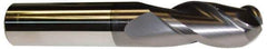 ProMax - 5/8" Diam, 1-1/4" LOC, 3 Flute Solid Carbide Ball End Mill - AlTiN Finish, Single End, 3-1/2" OAL, 5/8" Shank Diam, Spiral Flute - Apex Tool & Supply