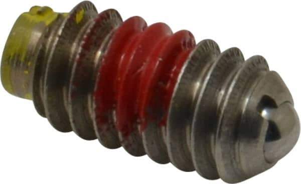 TE-CO - 1/4-20, 0.125" Ball Diam, 17/32" Body Length, 0.035" Max Ball Reach, Threaded Ball Plunger - Stainless Steel Body, Stainless Steel Ball, 4 Lb Initial End Force, 12 Lb Final End Force, Locking Element - Apex Tool & Supply