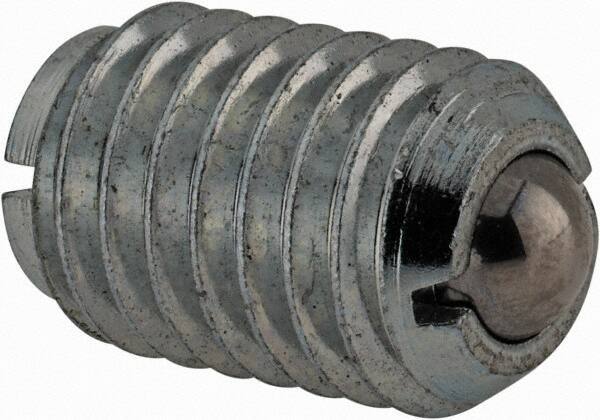 TE-CO - 3/8-16, 0.187" Ball Diam, 5/8" Body Length, 0.048" Max Ball Reach, Threaded Ball Plunger - Stainless Steel Body, Stainless Steel Ball, 6 Lb Initial End Force, 21 Lb Final End Force, Locking Element - Apex Tool & Supply