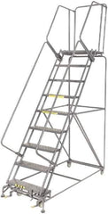 Ballymore - 123" 9 Step Ladder - 450 Lb Capacity, 90" Platform Height, 32" Base Width x 75" Depth, Heavy-Duty Serrated Grating - Apex Tool & Supply