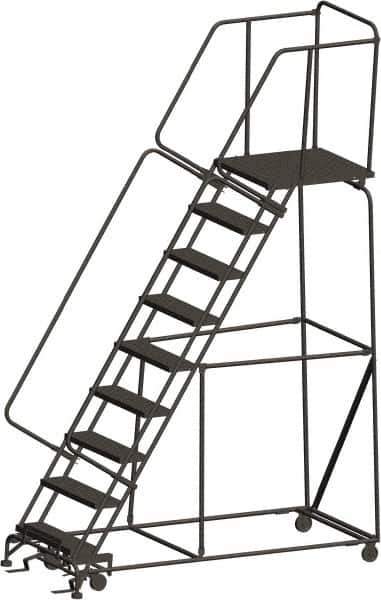 Ballymore - 123" 9 Step Ladder - 450 Lb Capacity, 90" Platform Height, 32" Base Width x 82" Depth, Expanded Metal Tread - Apex Tool & Supply