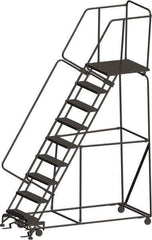 Ballymore - 123" 9 Step Ladder - 450 Lb Capacity, 90" Platform Height, 32" Base Width x 82" Depth, Expanded Metal Tread - Apex Tool & Supply