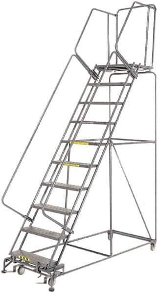 Ballymore - 133" 10 Step Ladder - 450 Lb Capacity, 100" Platform Height, 32" Base Width x 81" Depth, Expanded Metal Tread - Apex Tool & Supply