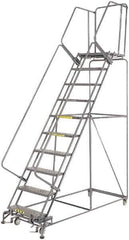Ballymore - 133" 10 Step Ladder - 450 Lb Capacity, 100" Platform Height, 32" Base Width x 81" Depth, Heavy-Duty Serrated Grating - Apex Tool & Supply