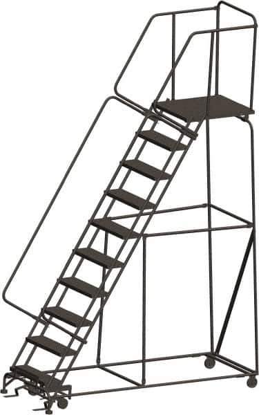 Ballymore - 133" 10 Step Ladder - 450 Lb Capacity, 100" Platform Height, 32" Base Width x 88" Depth, Expanded Metal Tread - Apex Tool & Supply
