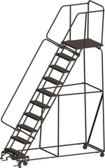 Ballymore - 133" 10 Step Ladder - 450 Lb Capacity, 100" Platform Height, 32" Base Width x 88" Depth, Expanded Metal Tread - Apex Tool & Supply