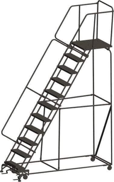 Ballymore - 143" 11 Step Ladder - 450 Lb Capacity, 110" Platform Height, 32" Base Width x 94" Depth, Expanded Metal Tread - Apex Tool & Supply