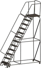 Ballymore - 153" 12 Step Ladder - 450 Lb Capacity, 120" Platform Height, 32" Base Width x 101" Depth, Heavy-Duty Serrated Grating - Apex Tool & Supply