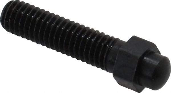 Gibraltar - #10-32, 1" OAL Adjustable Locating Screw - 1/4" Width Across Flats, 1/8 Hex Height, Steel, Black Oxide Finish - Apex Tool & Supply