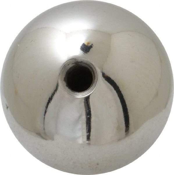 Gibraltar - 1/4-20 Thread, 1.38" Diam, Threaded Hole Ball Knob - Natural, Steel, Smooth Grip, 5/8" Hole Depth - Apex Tool & Supply