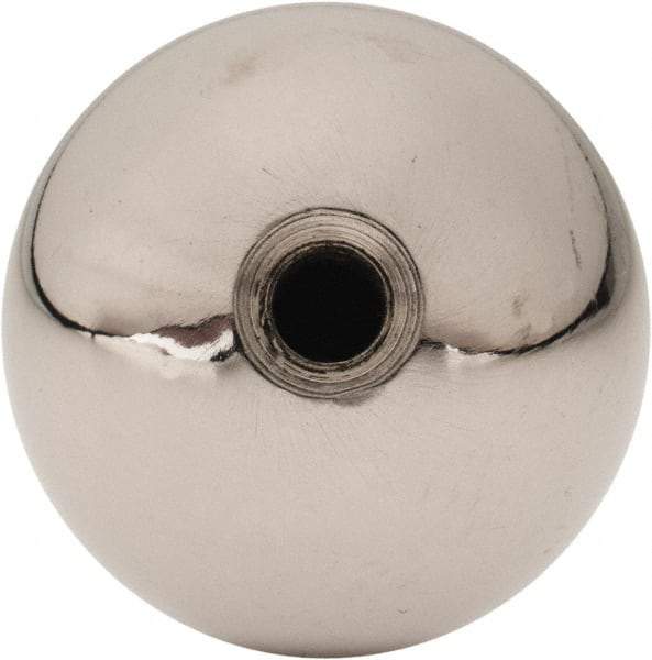 Gibraltar - 1/4-28 Thread, 1.38" Diam, Threaded Hole Ball Knob - Natural, Steel, Smooth Grip, 5/8" Hole Depth - Apex Tool & Supply