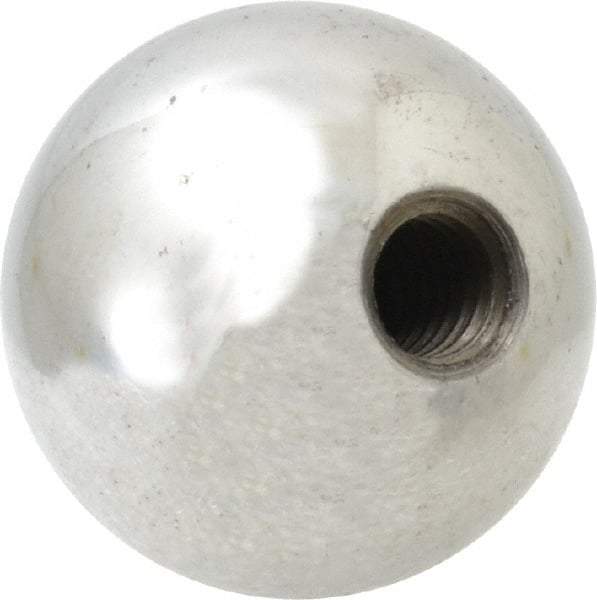 Gibraltar - 3/8-16 Thread, 1.38" Diam, Threaded Hole Ball Knob - Natural, Steel, Smooth Grip, 5/8" Hole Depth - Apex Tool & Supply