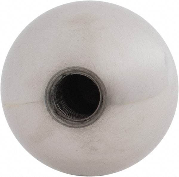 Gibraltar - 3/8-24 Thread, 1.38" Diam, Threaded Hole Ball Knob - Natural, Steel, Smooth Grip, 5/8" Hole Depth - Apex Tool & Supply