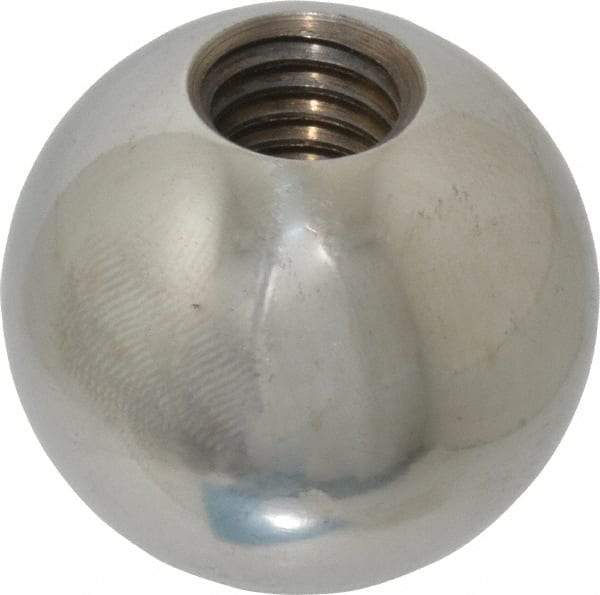 Gibraltar - 1/2-13 Thread, 1.38" Diam, Threaded Hole Ball Knob - Natural, Steel, Smooth Grip, 5/8" Hole Depth - Apex Tool & Supply