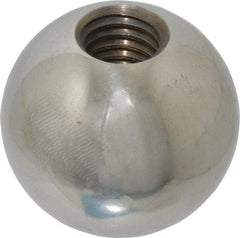 Gibraltar - 1/2-13 Thread, 1.38" Diam, Threaded Hole Ball Knob - Natural, Steel, Smooth Grip, 5/8" Hole Depth - Apex Tool & Supply