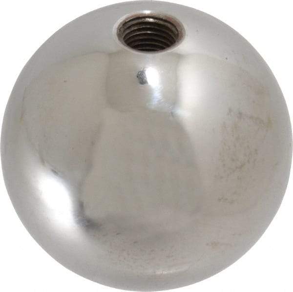 Gibraltar - 3/8-24 Thread, 1.88" Diam, Threaded Hole Ball Knob - Natural, Steel, Smooth Grip, 3/4" Hole Depth - Apex Tool & Supply
