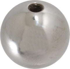 Gibraltar - 3/8-24 Thread, 1.88" Diam, Threaded Hole Ball Knob - Natural, Steel, Smooth Grip, 3/4" Hole Depth - Apex Tool & Supply