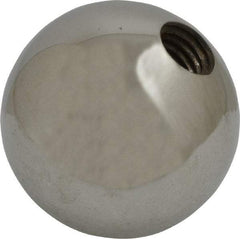 Gibraltar - 1/2-13 Thread, 1.88" Diam, Threaded Hole Ball Knob - Natural, Steel, Smooth Grip, 3/4" Hole Depth - Apex Tool & Supply