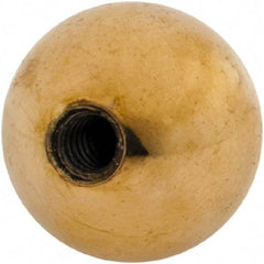 Gibraltar - 10-24 Thread, 3/4" Diam, Threaded Hole Ball Knob - Natural, Brass, Smooth Grip, 3/8" Hole Depth - Apex Tool & Supply
