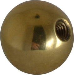 Gibraltar - 10-32 Thread, 3/4" Diam, Threaded Hole Ball Knob - Natural, Brass, Smooth Grip, 3/8" Hole Depth - Apex Tool & Supply