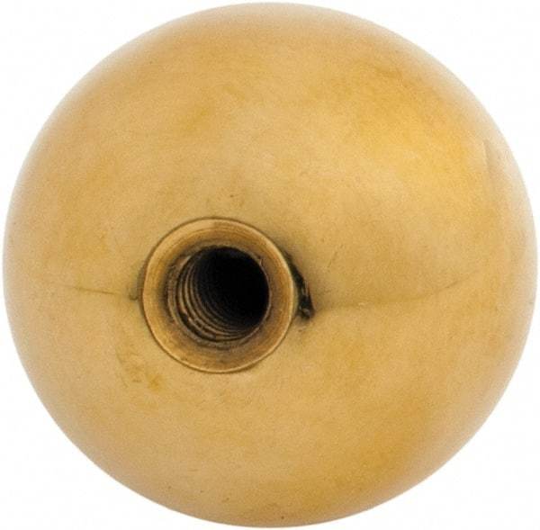 Gibraltar - 10-24 Thread, 1" Diam, Threaded Hole Ball Knob - Natural, Brass, Smooth Grip, 3/8" Hole Depth - Apex Tool & Supply