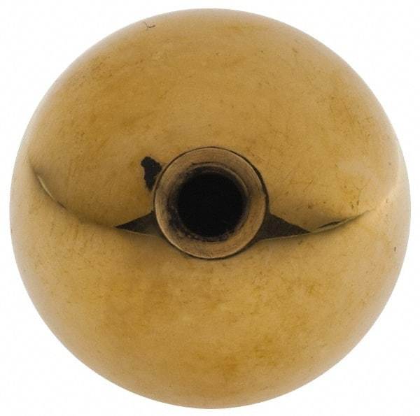 Gibraltar - 10-32 Thread, 1" Diam, Threaded Hole Ball Knob - Natural, Brass, Smooth Grip, 3/8" Hole Depth - Apex Tool & Supply