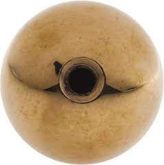 Gibraltar - 1/4-20 Thread, 1" Diam, Threaded Hole Ball Knob - Natural, Brass, Smooth Grip, 1/2" Hole Depth - Apex Tool & Supply