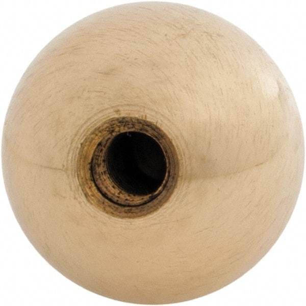 Gibraltar - 1/4-28 Thread, 1" Diam, Threaded Hole Ball Knob - Natural, Brass, Smooth Grip, 1/2" Hole Depth - Apex Tool & Supply