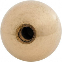 Gibraltar - 1/4-28 Thread, 1" Diam, Threaded Hole Ball Knob - Natural, Brass, Smooth Grip, 1/2" Hole Depth - Apex Tool & Supply