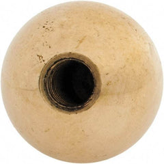 Gibraltar - 5/16-18 Thread, 1" Diam, Threaded Hole Ball Knob - Natural, Brass, Smooth Grip, 1/2" Hole Depth - Apex Tool & Supply