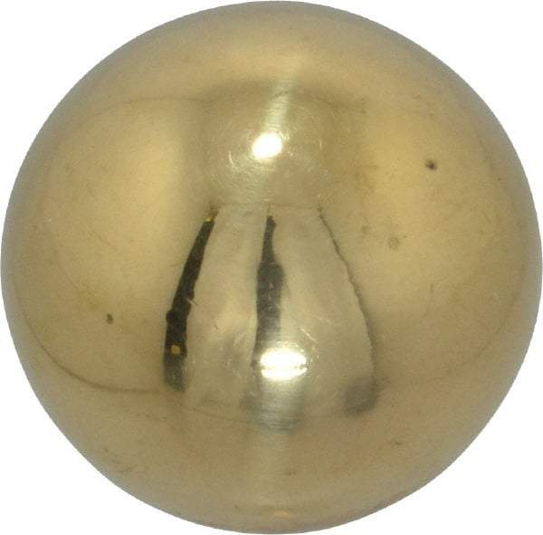 Gibraltar - 3/8-16 Thread, 1" Diam, Threaded Hole Ball Knob - Natural, Brass, Smooth Grip, 1/2" Hole Depth - Apex Tool & Supply