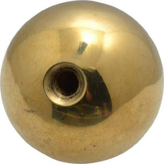 Gibraltar - 1/4-20 Thread, 1.38" Diam, Threaded Hole Ball Knob - Natural, Brass, Smooth Grip, 5/8" Hole Depth - Apex Tool & Supply