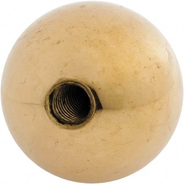 Gibraltar - 5/16-18 Thread, 1.38" Diam, Threaded Hole Ball Knob - Natural, Brass, Smooth Grip, 5/8" Hole Depth - Apex Tool & Supply