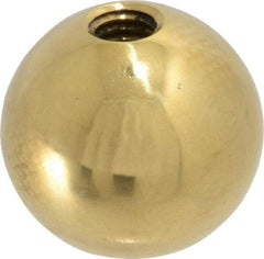 Gibraltar - 3/8-16 Thread, 1.38" Diam, Threaded Hole Ball Knob - Natural, Brass, Smooth Grip, 5/8" Hole Depth - Apex Tool & Supply