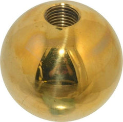 Gibraltar - 3/8-24 Thread, 1.38" Diam, Threaded Hole Ball Knob - Natural, Brass, Smooth Grip, 5/8" Hole Depth - Apex Tool & Supply