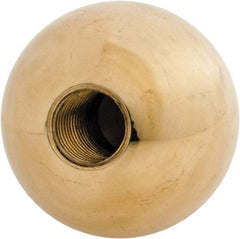 Gibraltar - 7/16-20 Thread, 1.38" Diam, Threaded Hole Ball Knob - Natural, Brass, Smooth Grip, 5/8" Hole Depth - Apex Tool & Supply