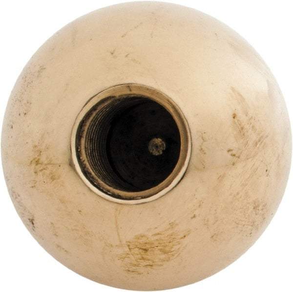 Gibraltar - 1/2-13 Thread, 1.38" Diam, Threaded Hole Ball Knob - Natural, Brass, Smooth Grip, 5/8" Hole Depth - Apex Tool & Supply
