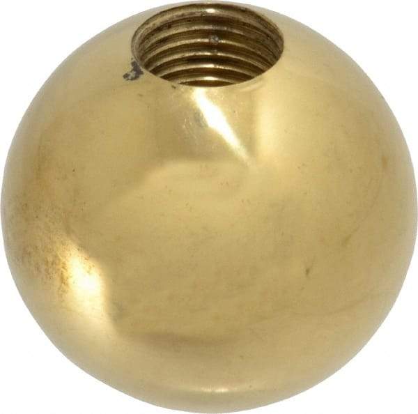 Gibraltar - 1/2-20 Thread, 1.38" Diam, Threaded Hole Ball Knob - Natural, Brass, Smooth Grip, 5/8" Hole Depth - Apex Tool & Supply