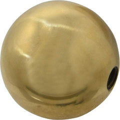 Gibraltar - 3/8-16 Thread, 1.88" Diam, Threaded Hole Ball Knob - Natural, Brass, Smooth Grip, 3/4" Hole Depth - Apex Tool & Supply