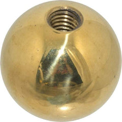 Gibraltar - 1/2-13 Thread, 1.88" Diam, Threaded Hole Ball Knob - Natural, Brass, Smooth Grip, 3/4" Hole Depth - Apex Tool & Supply