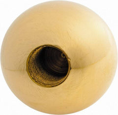 Gibraltar - 5/8-18 Thread, 1.88" Diam, Threaded Hole Ball Knob - Natural, Brass, Smooth Grip, 3/4" Hole Depth - Apex Tool & Supply