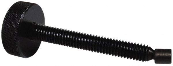 Gibraltar - 5/16-18 Knurled Shoulderless Swivel Pad Tip Steel Thumb Screw - 2-3/8" OAL, 1-1/8" Head Diam x 3/8" Head Height, Black Oxide Finish - Apex Tool & Supply